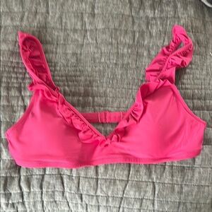 J. Crew Pink Ruffle Bikini Top